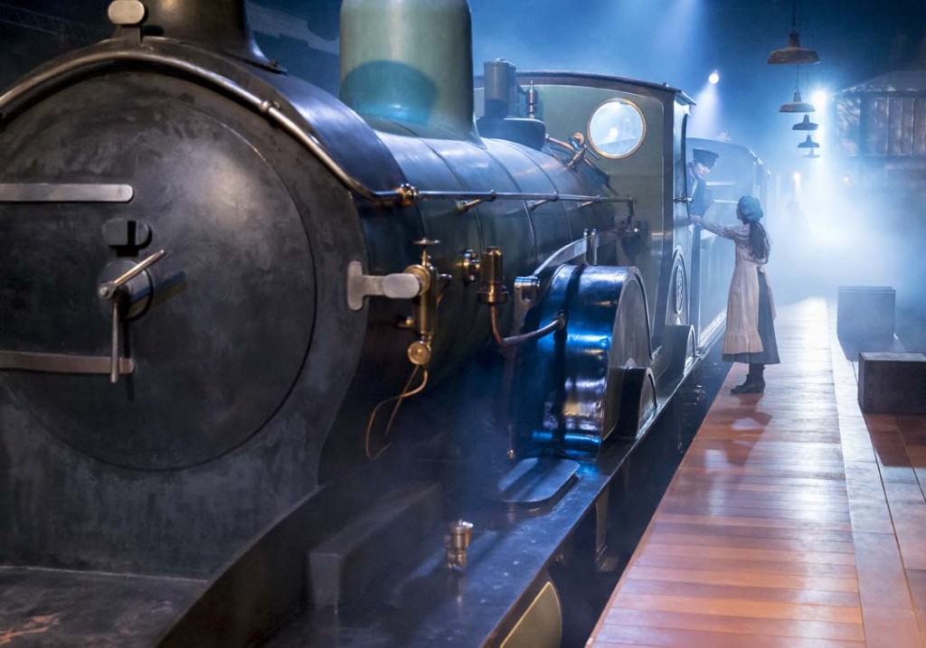 The main event: real steam train joins Bobbie on stage.  Photo: Johan Persson