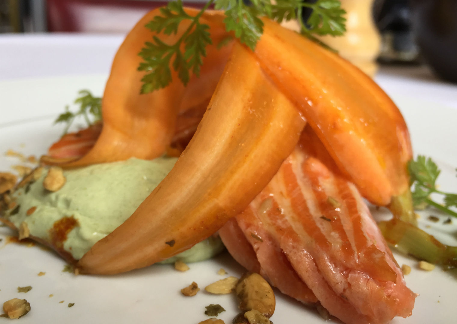 Smoked trout with chervil mousse. Photo:S E