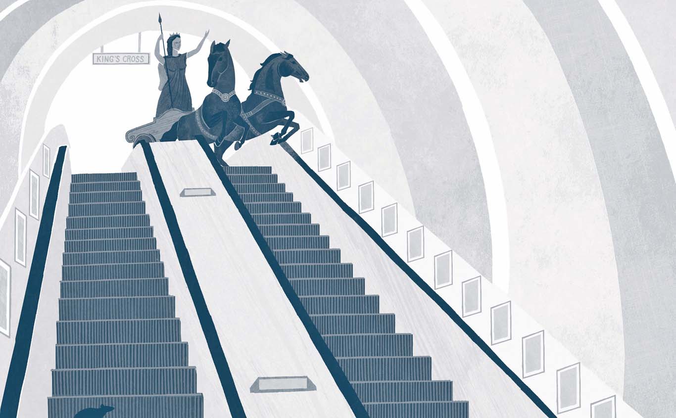 Boudicca: not to found on the escalators either, despite this depiction. Illustration: Sarah Mulvanny