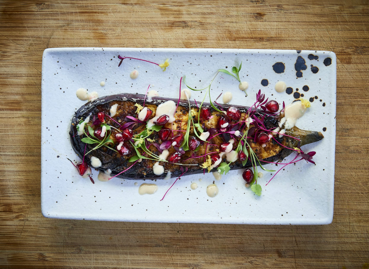 Chargrilled aubergine at Brother Marcus